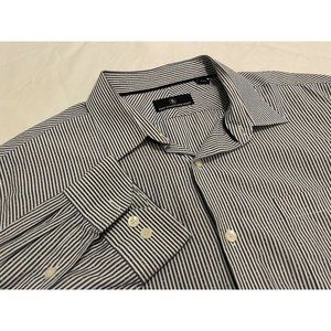 Hart Schaffner Marx 100% Cotton Striped Long Sleeve Button Up Shirt Size XL‎